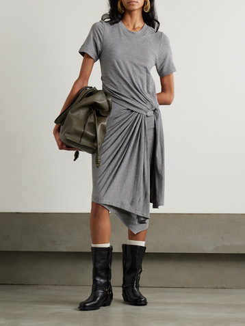 Loewe Asymmetric knotted jersey midi dress