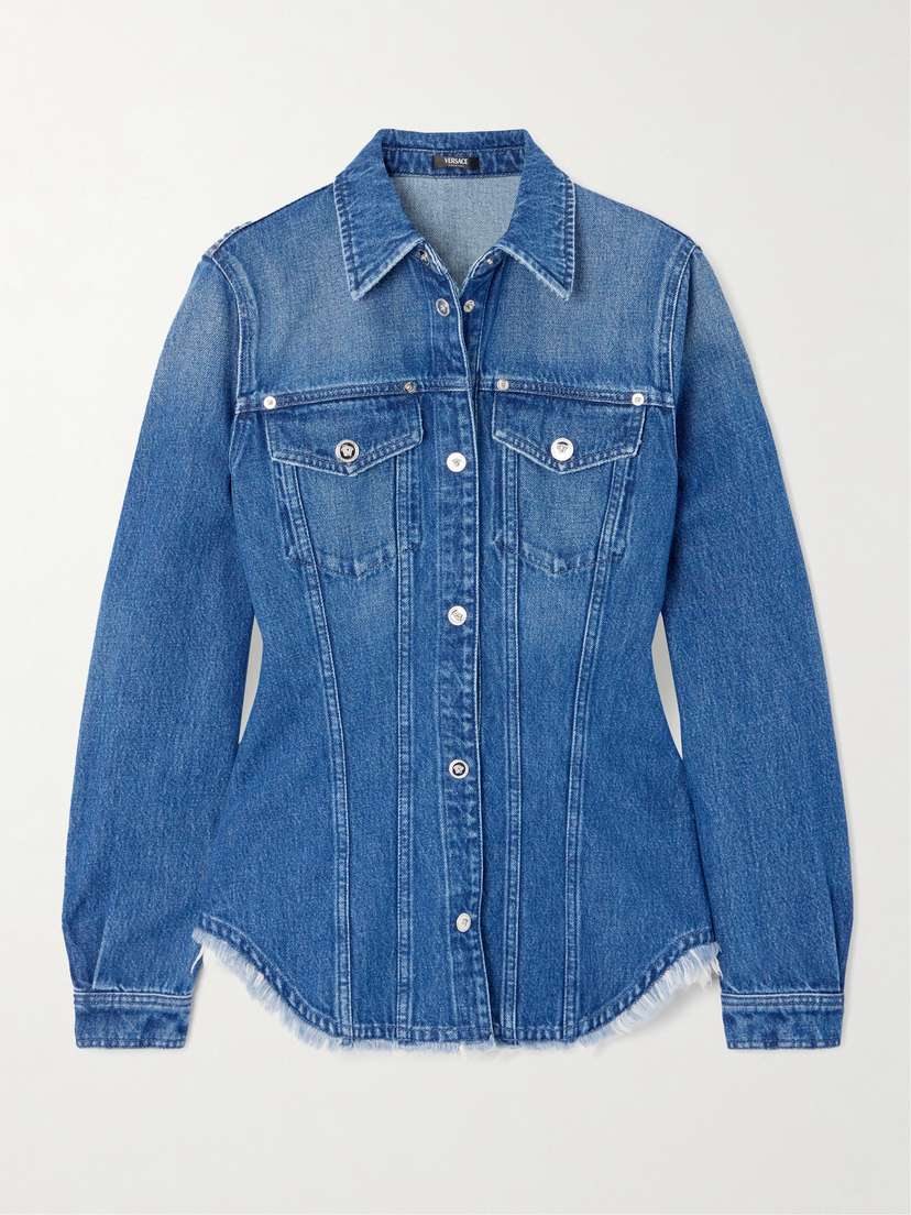 Versace Frayed Denim Shirt