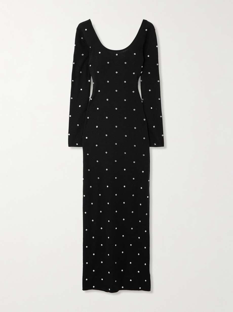 crystal-embellished wool maxi dress