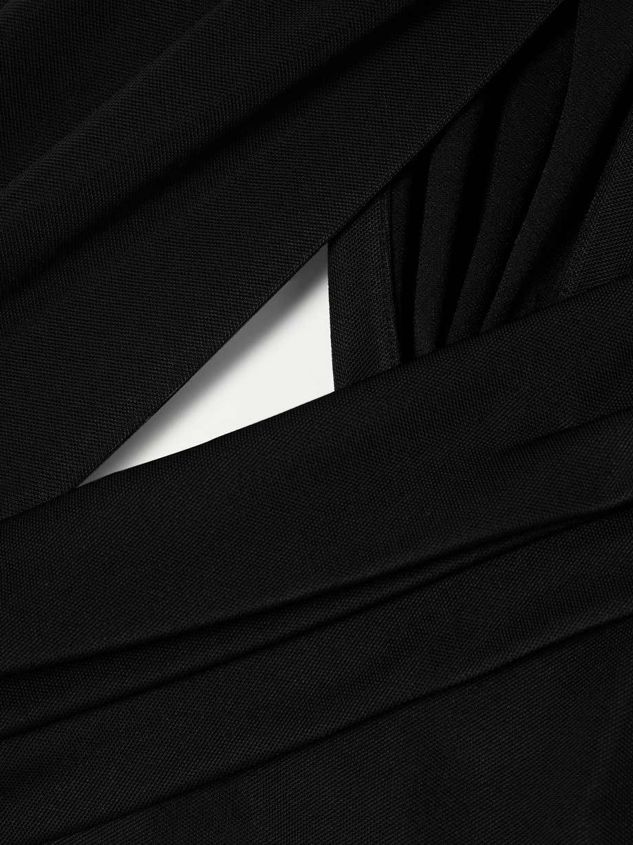 one-shoulder cutout stretch-piqué midi dress