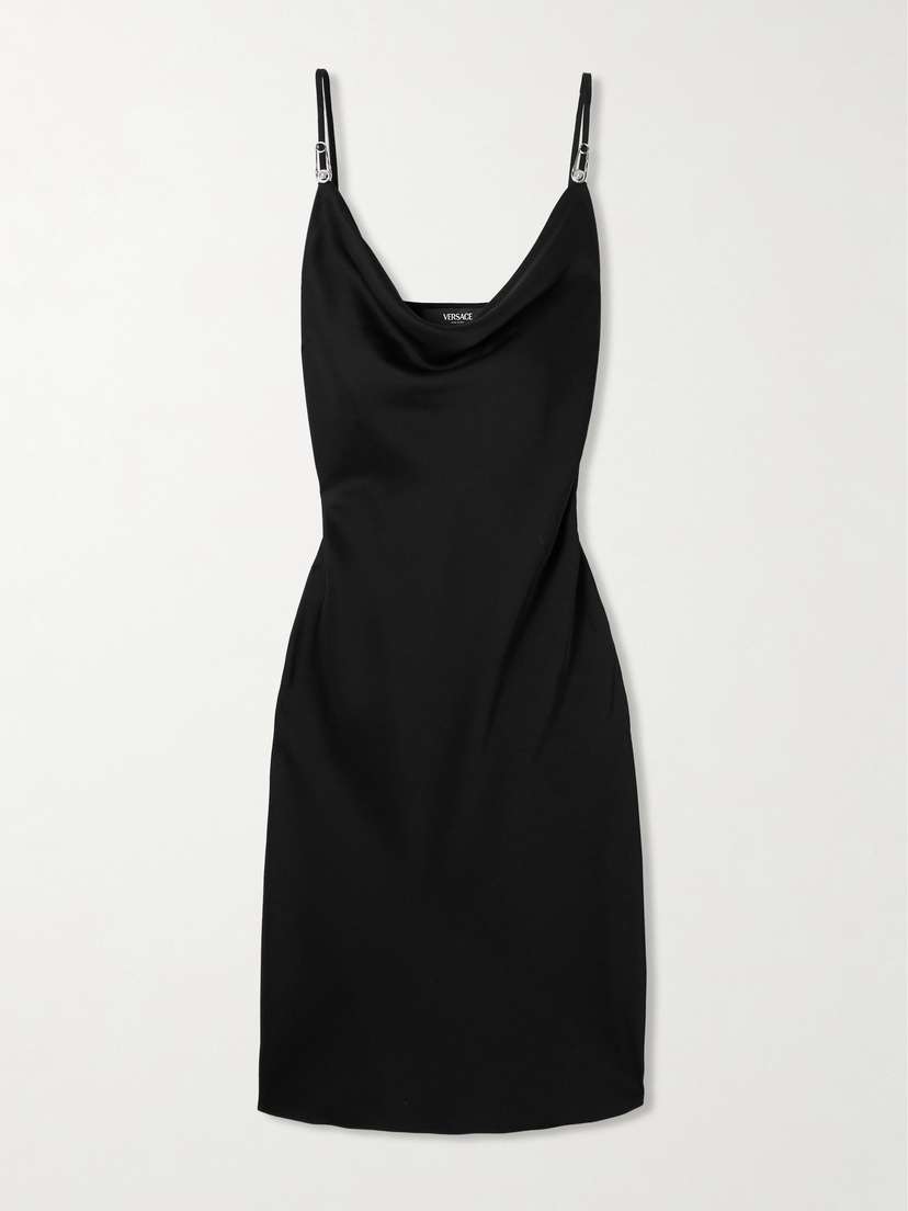 Versace Embellished Draped Satin Midi Dress