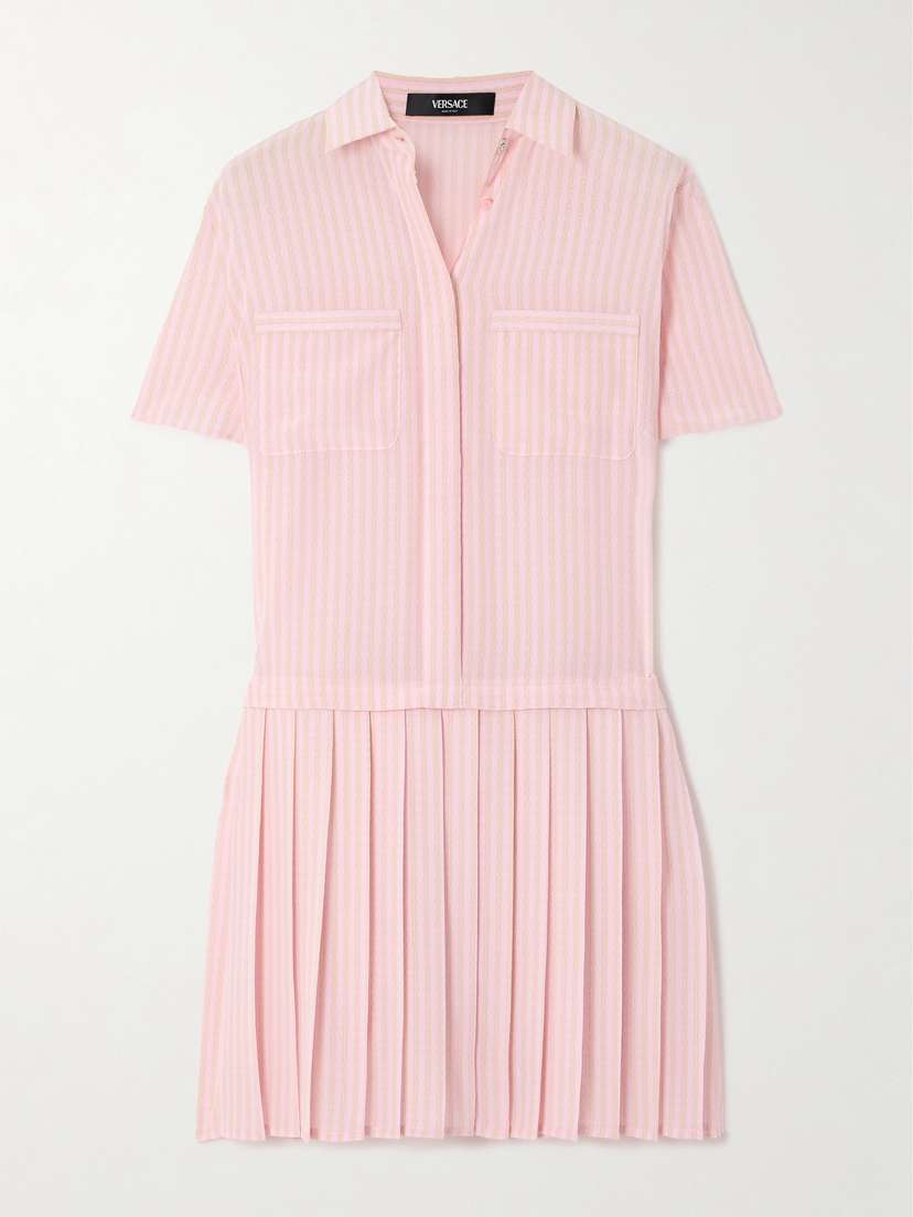 Versace Pleated Printed Silk Crepe De Chine Mini Dress - IT38