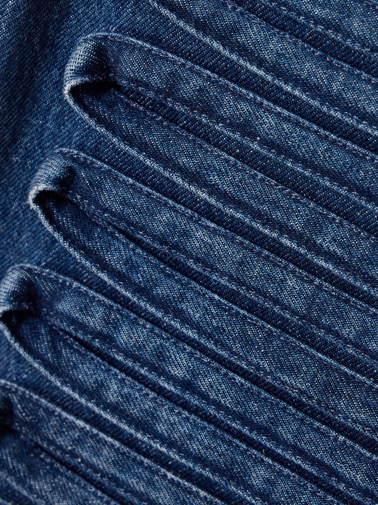 Versace Blue Scoop-neck Fitted Denim Minidress In Blue