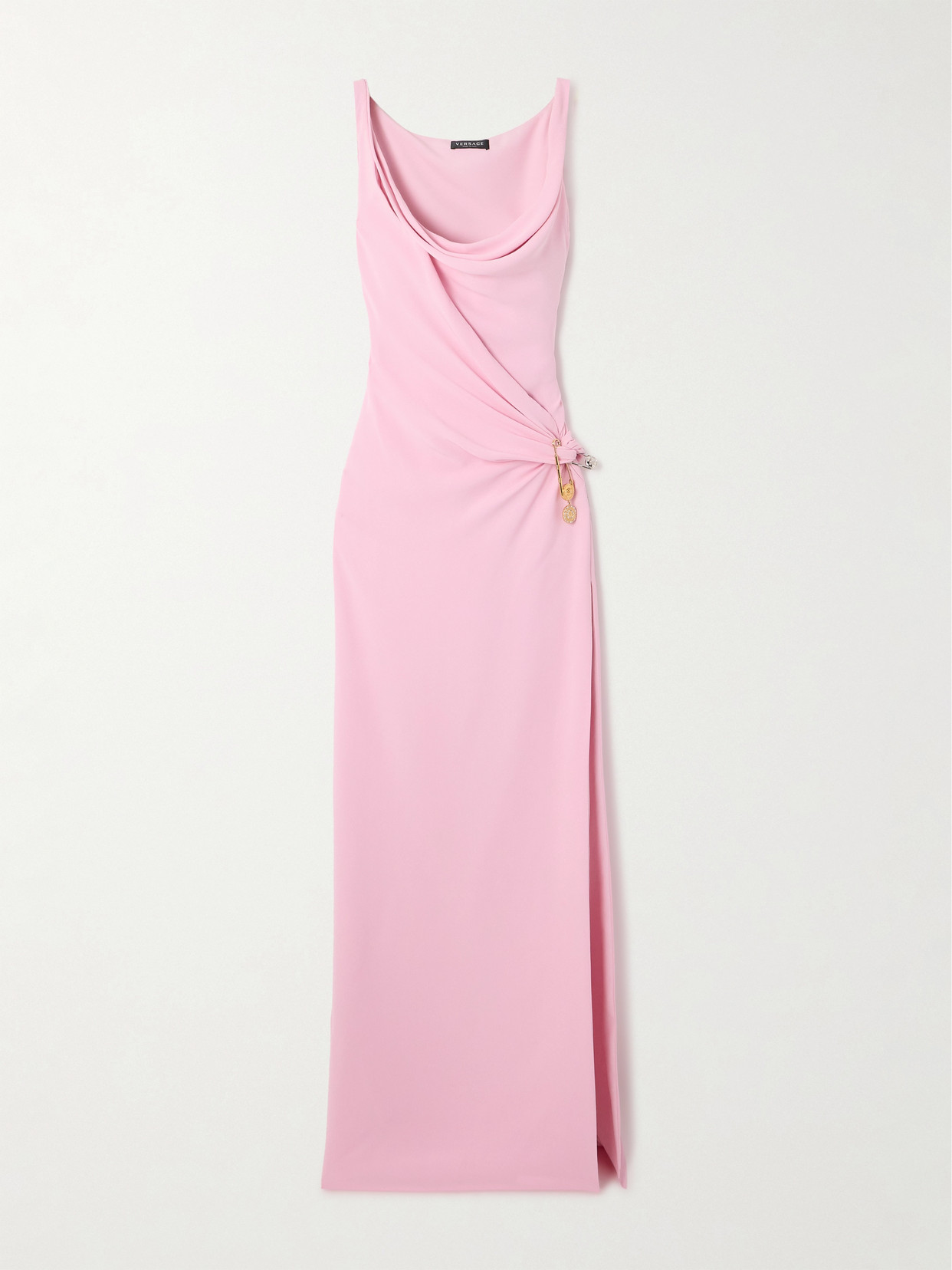 Versace - Embellished Draped Wrap-effect Silk-cady Gown - Pink