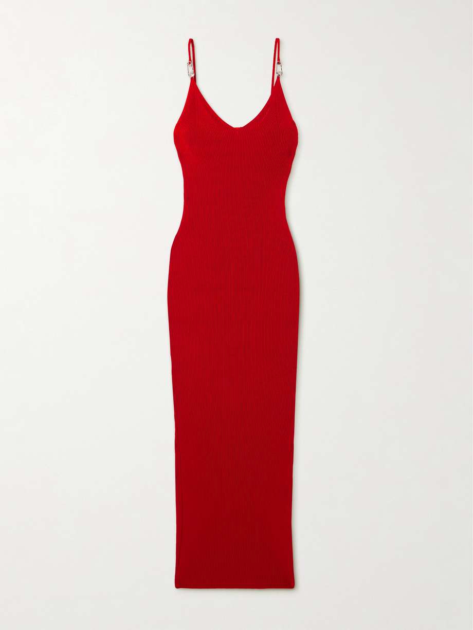 embellished stretch-jersey midi dress
