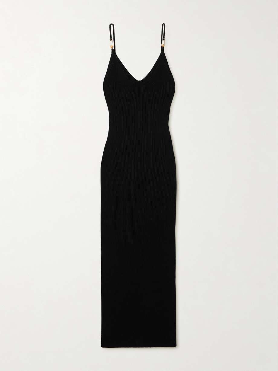 embellished stretch-jersey midi dress