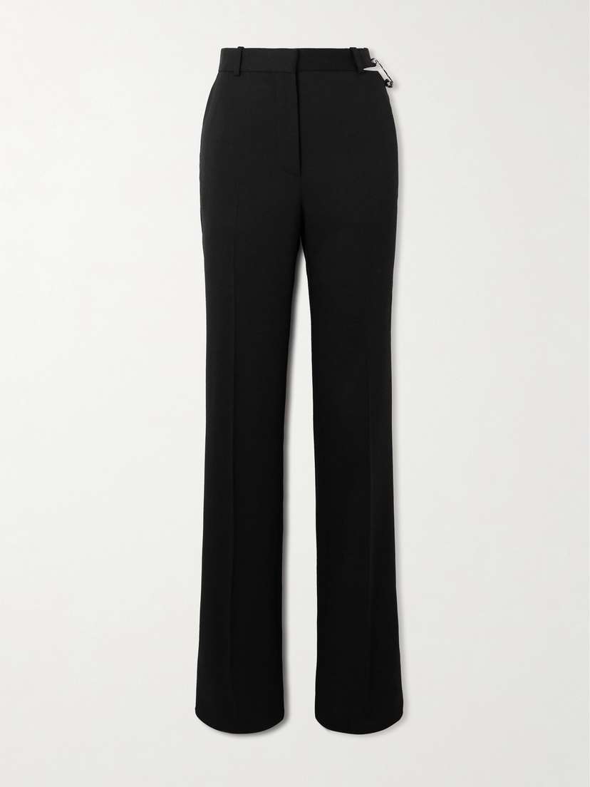 Versace Embellished Cutout Wool-blend Slim-leg Pants