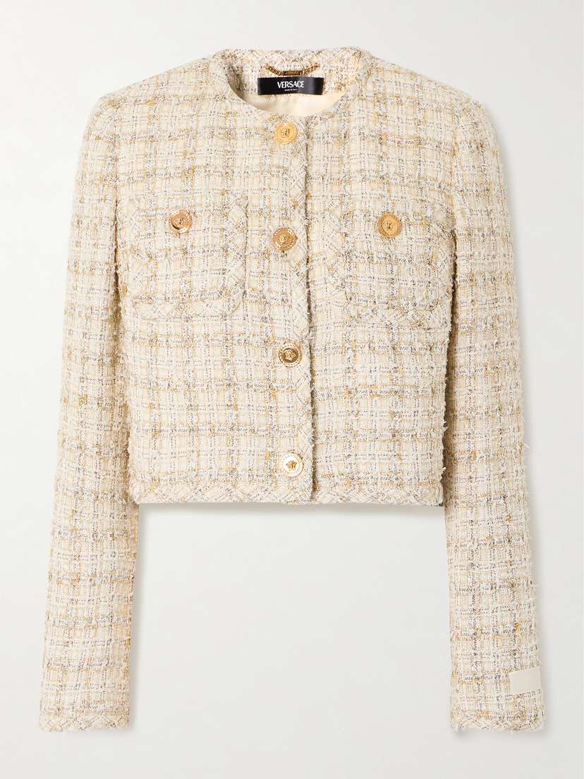 Versace Cropped Cotton-blend Tweed Jacket