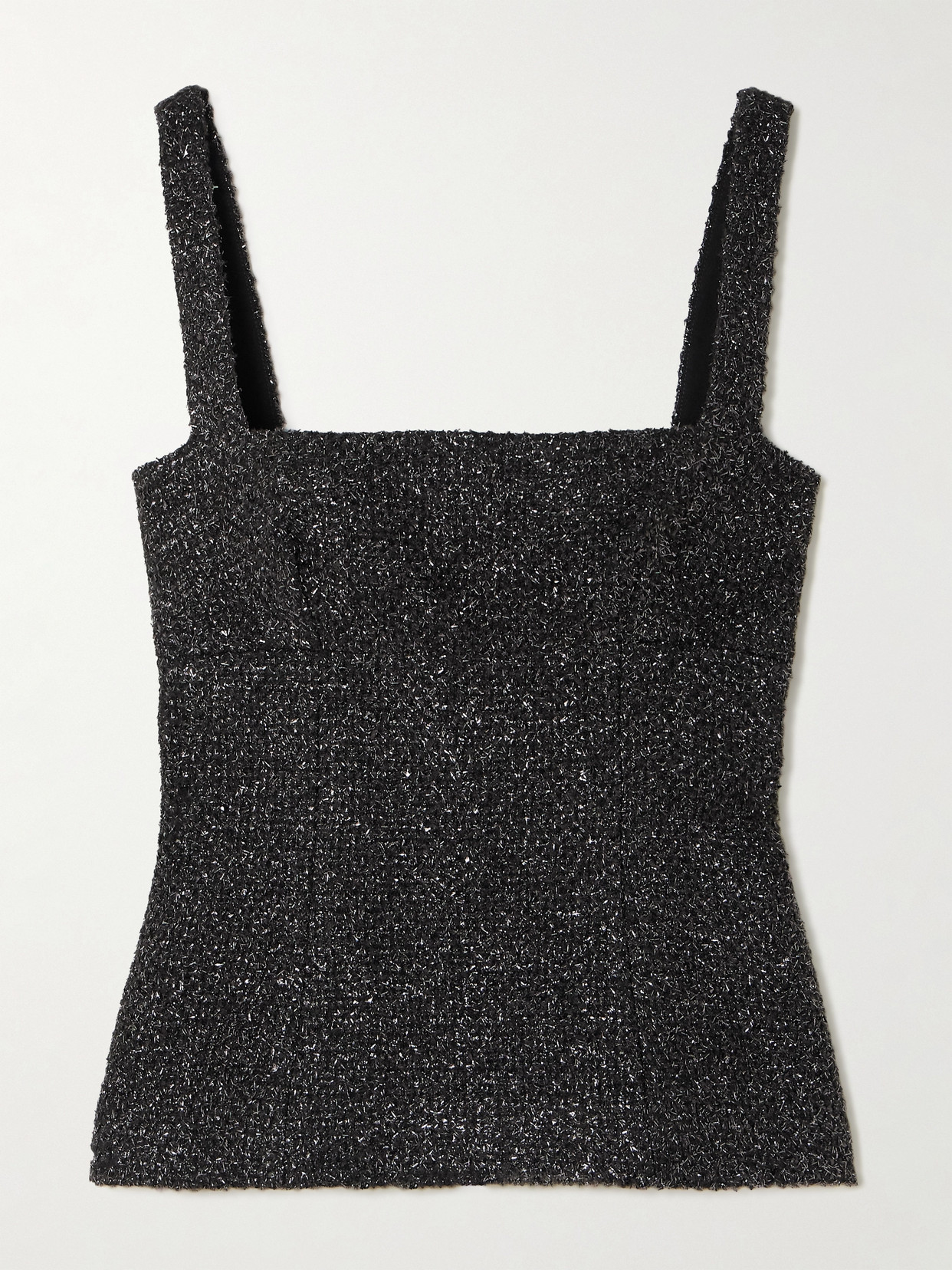 Emilia Wickstead Trixie Metallic Tweed Top In Black