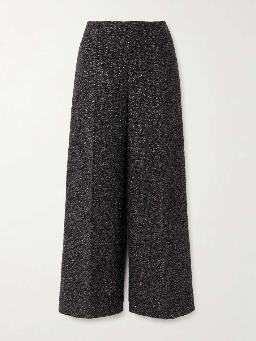 Emilia Wickstead Daffy Pleated Metallic Tweed Wide-leg Pants