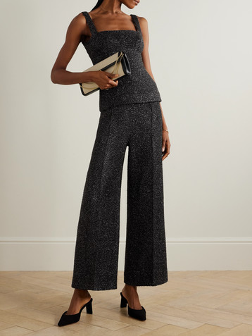 Emilia Wickstead Daffy pleated metallic tweed wide-leg pants