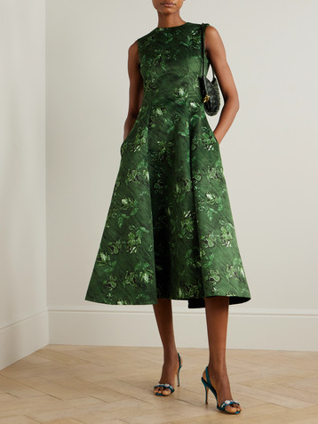 Emilia Wickstead Mara pleated floral-print faille midi dress