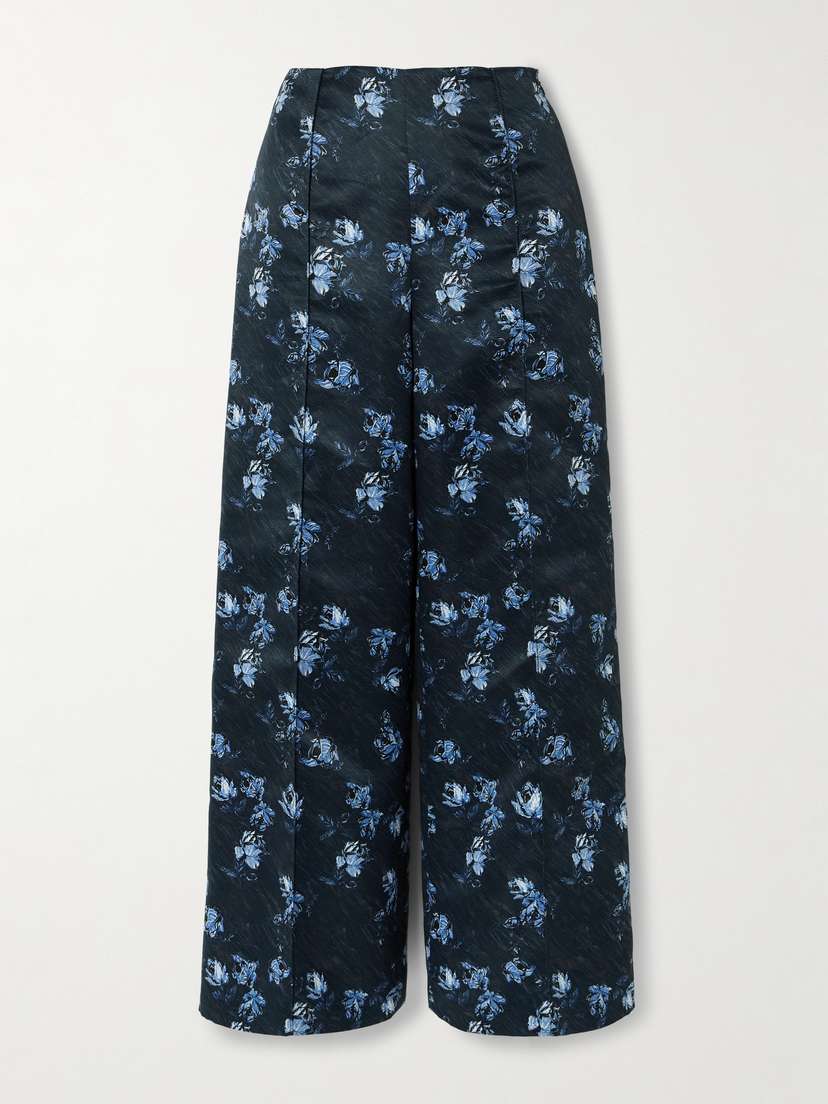 Emilia Wickstead Daffy Pleated Paneled Floral-print Faille Wide-leg Pants