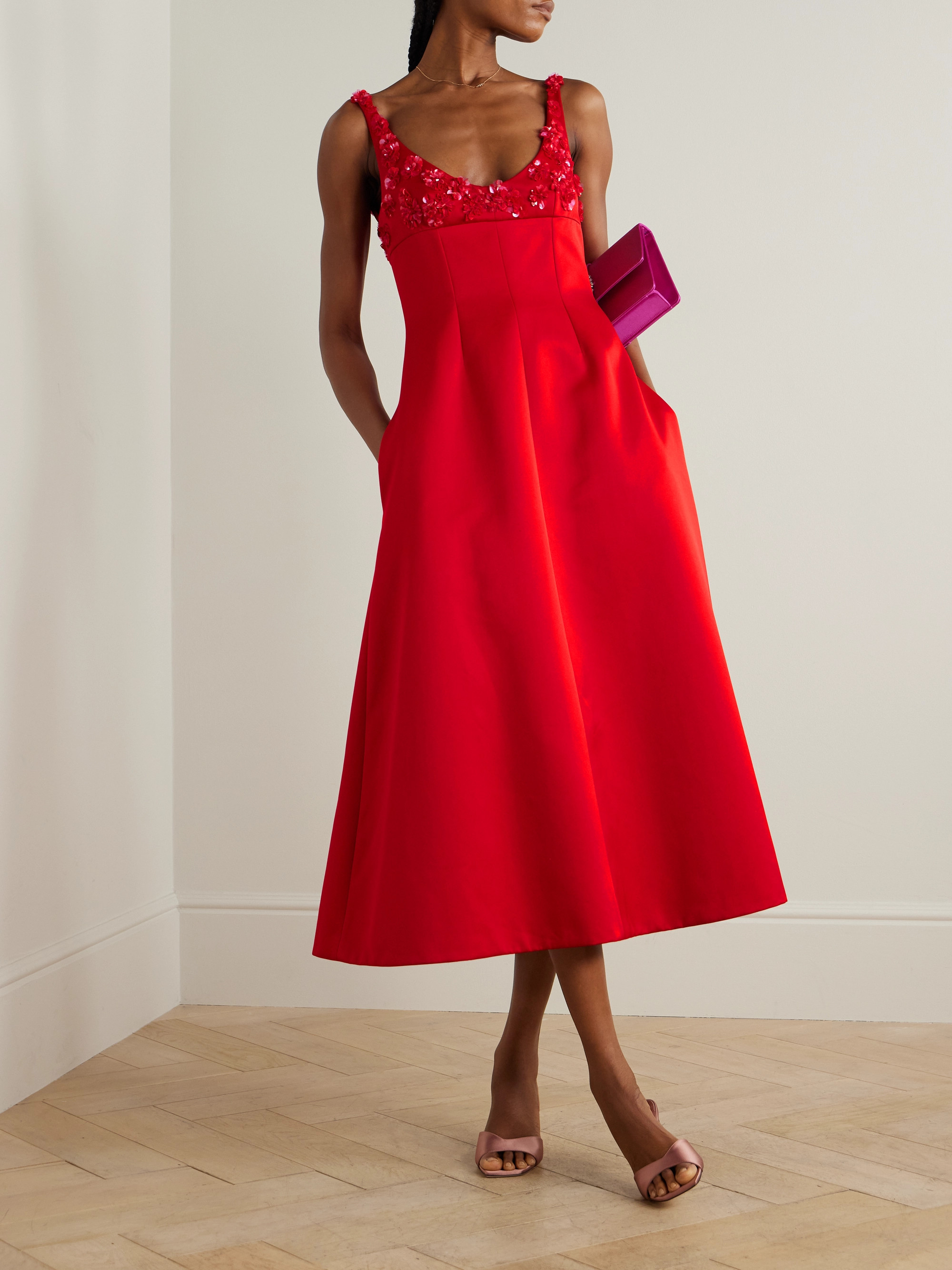 emilia wickstead midi dress Emilia Wickstead - Abella darted embellished satin midi dress