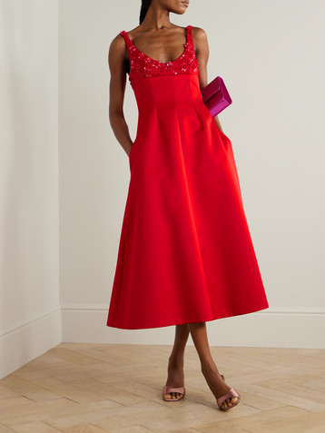 Emilia Wickstead Abella darted embellished satin midi dress