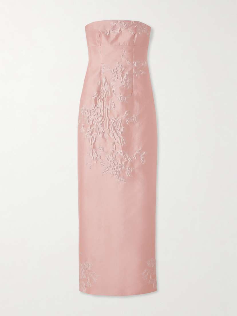 Emilia Wickstead Ximena Strapless Floral Cloqué Maxi Dress