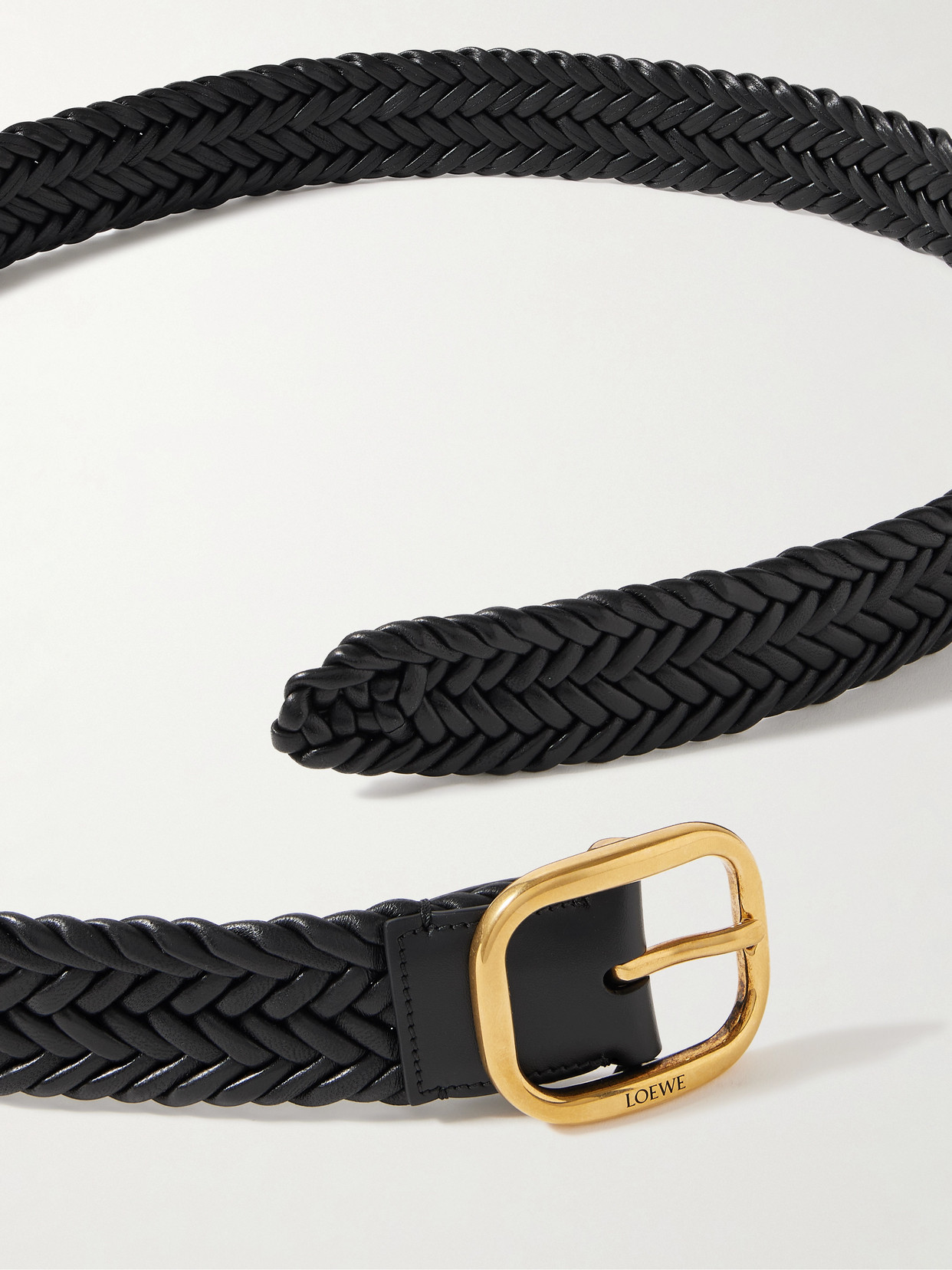 Loewe Woven Leather Belt In Black