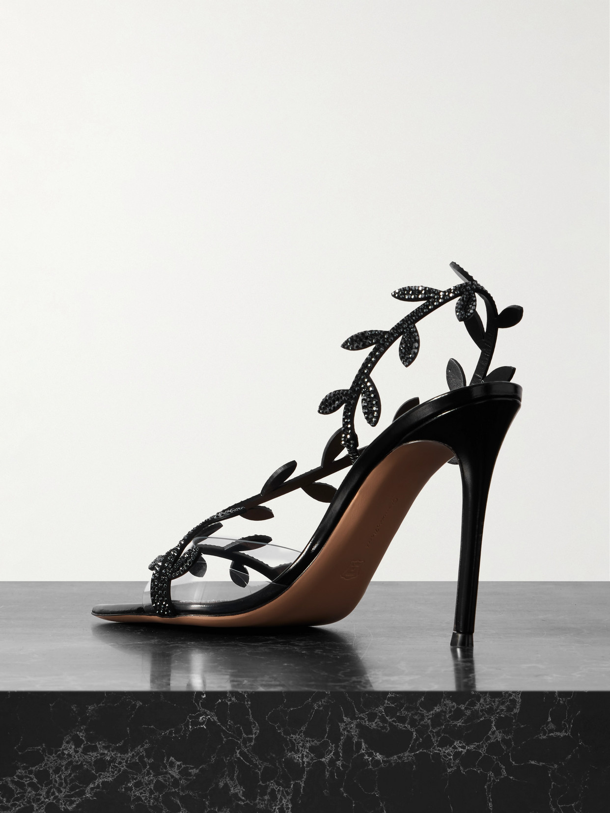 Gianvito Rossi Flavia Crystal-embellished Leather And Pvc Sandals In Black