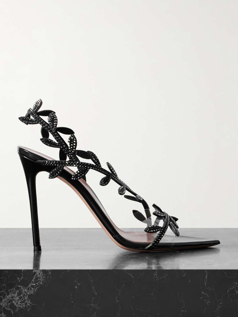 Gianvito Rossi Flavia Crystal-embellished Leather And Pvc Sandals