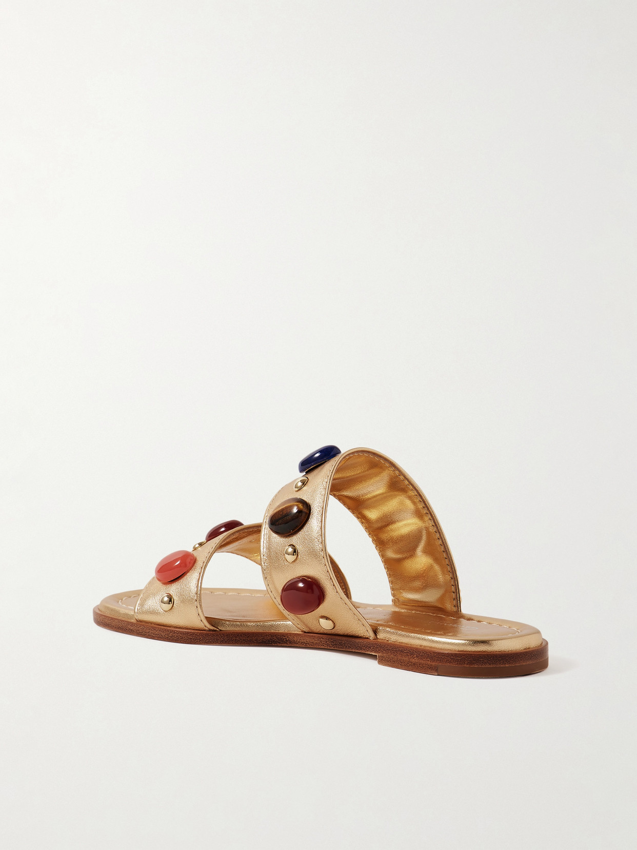Gianvito Rossi Embellished Leather Mules In Gold