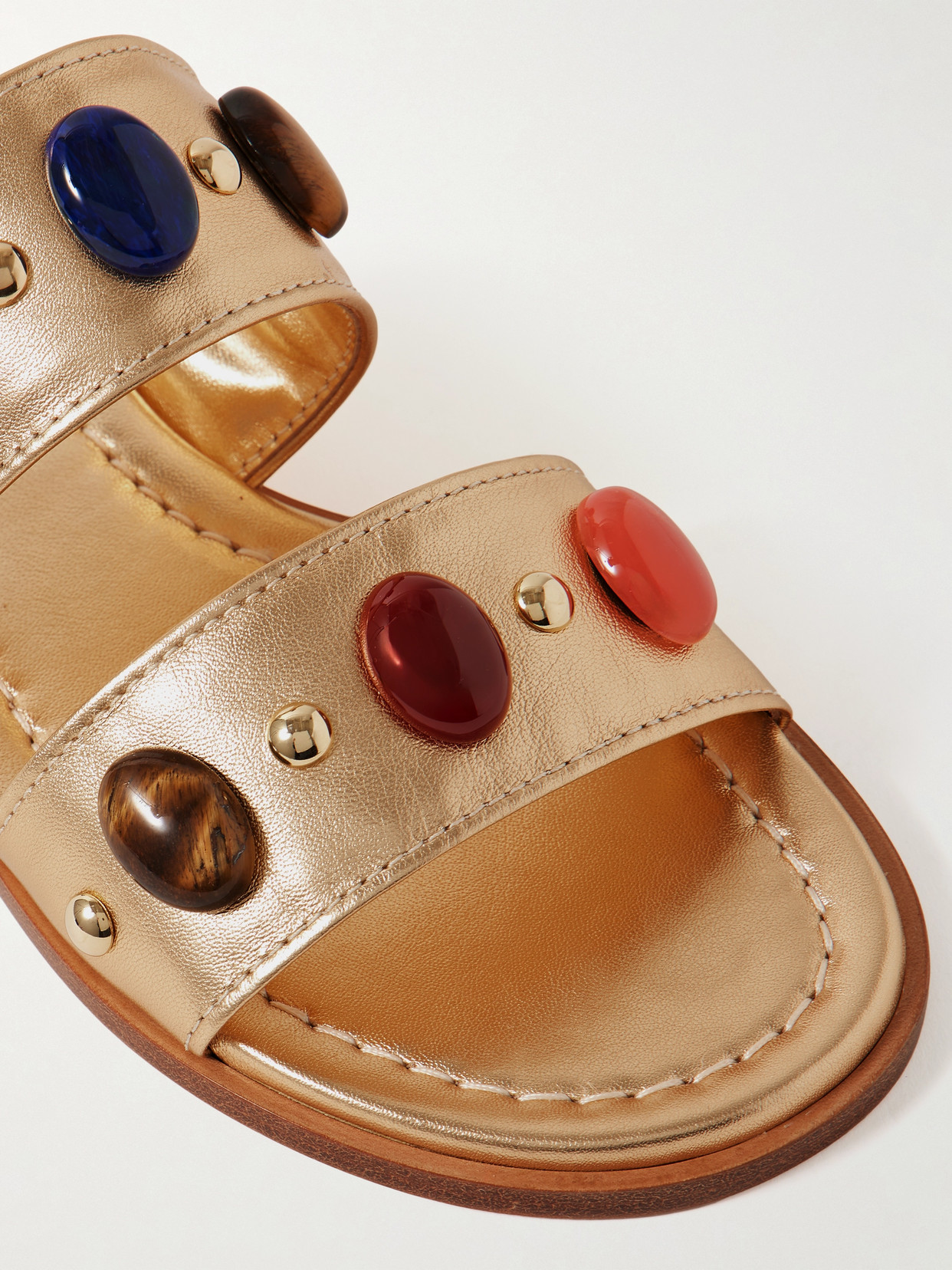 Gianvito Rossi Embellished Leather Mules In Gold