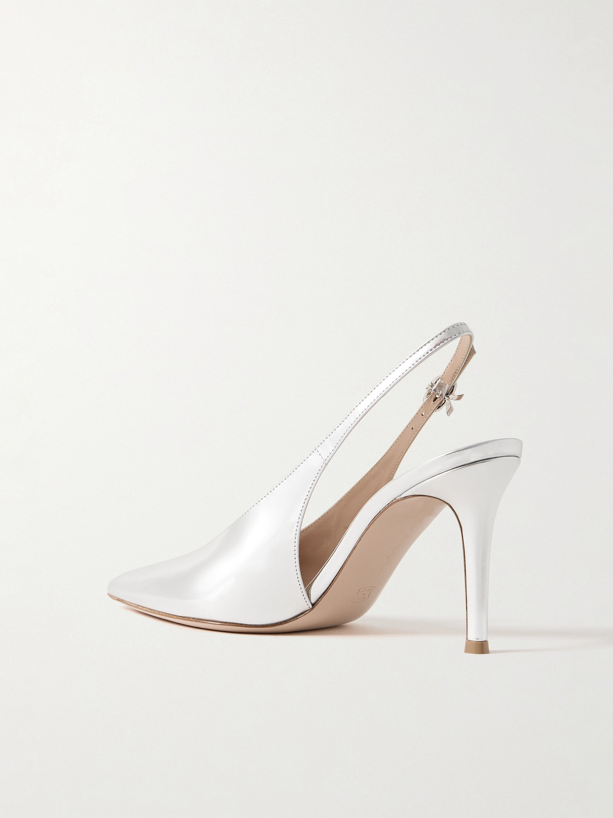 GIANVITO ROSSI ROBBIE METALLIC LEATHER SLINGBACK PUMPS