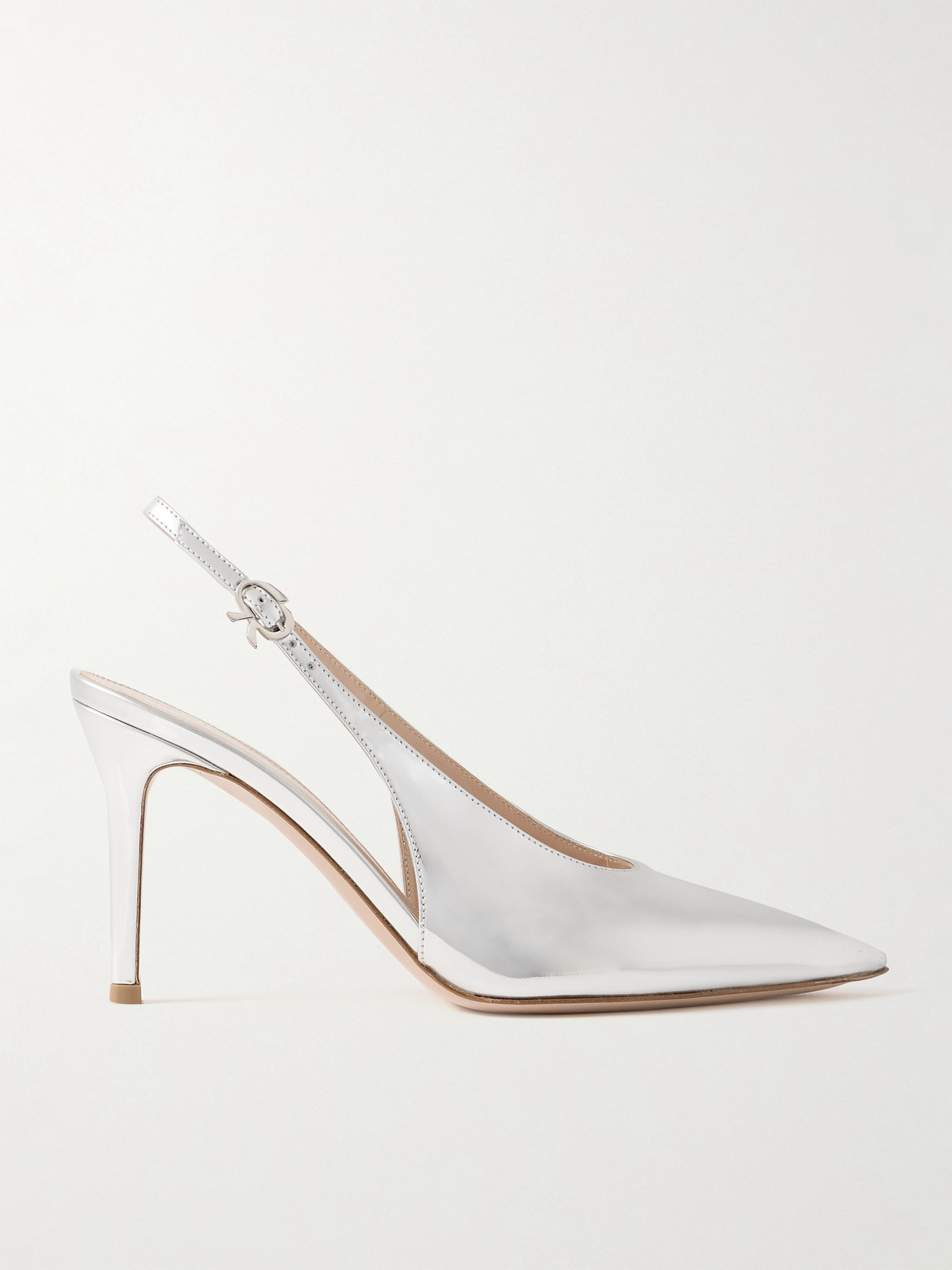 Gianvito Rossi - Robbie Metallic Leather Slingback Pumps - Silver