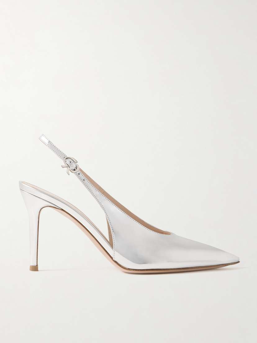 Gianvito Rossi Robbie Metallic Leather Slingback Pumps