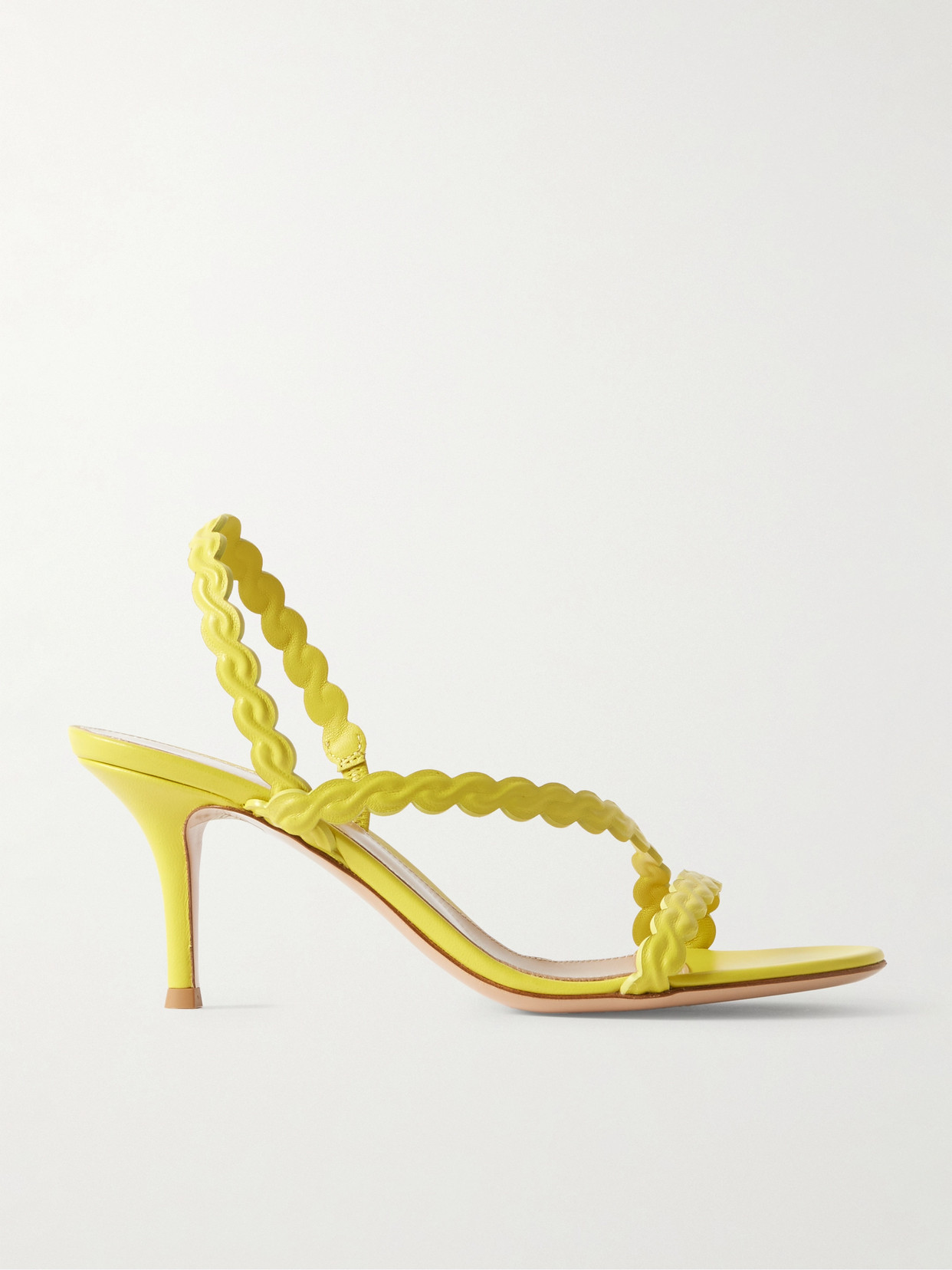 Gianvito Rossi Braided Leather Slingback Sandals In Yellow