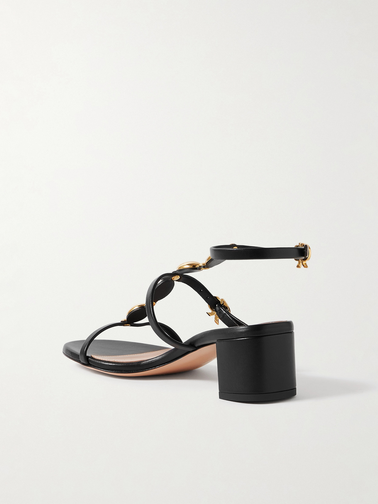 Gianvito Rossi Shanti Beaded T-strap Leather Sandals In Black
