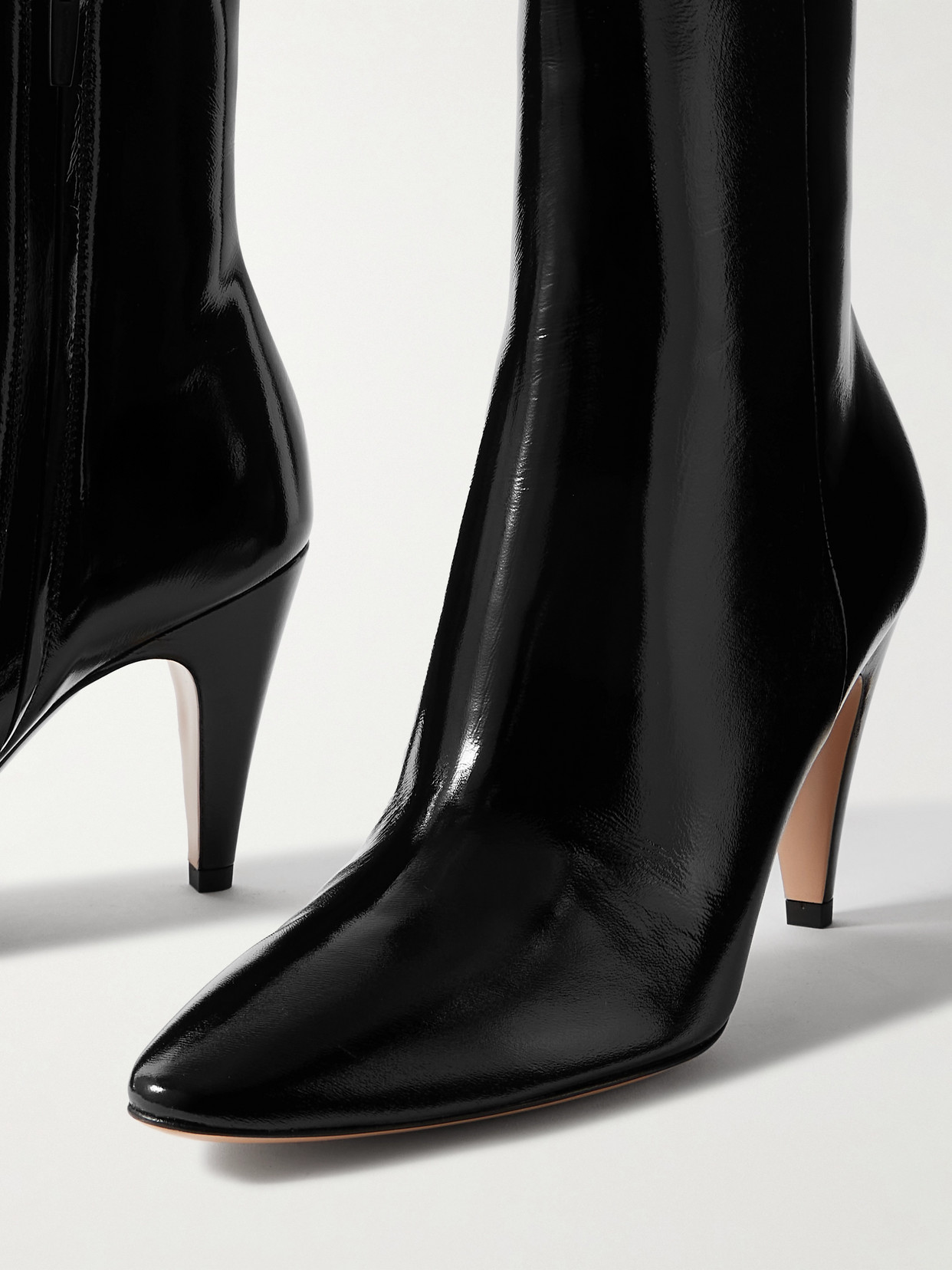 Gianvito Rossi 80 Glossed-leather Ankle Boots In Black