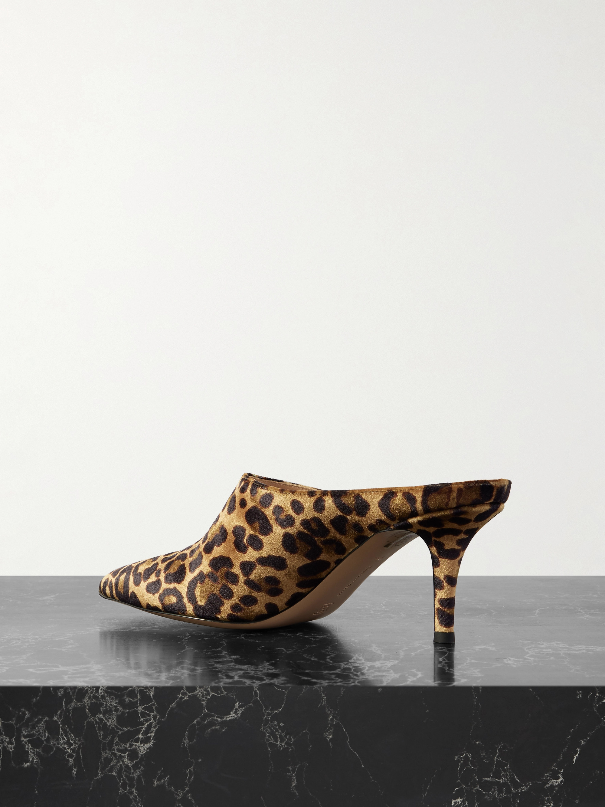 GIANVITO ROSSI 70 Leopard-print velvet point-toe mules