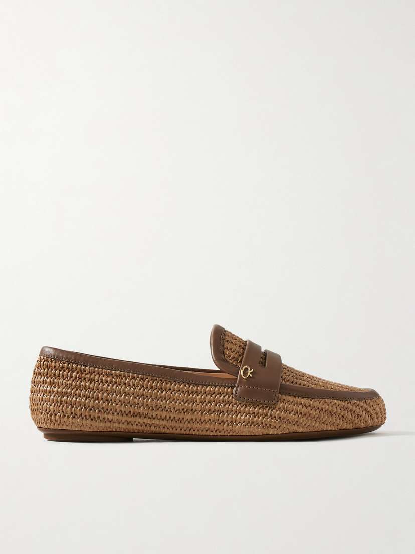 Gianvito Rossi Giorgia Leather-trimmed Raffia Loafers