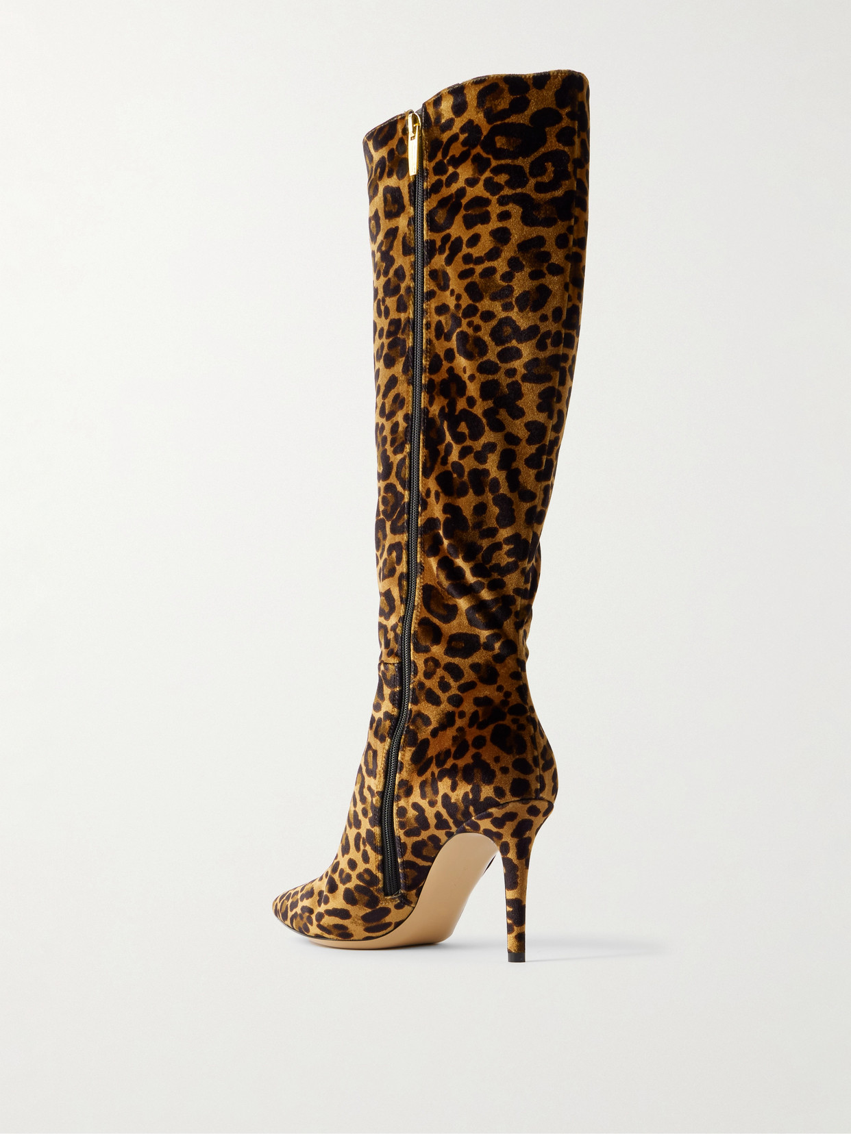 Gianvito Rossi Leopard Velvet Stiletto Knee Boots In Animal Print