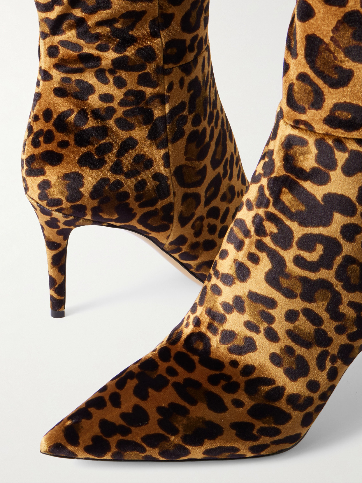 Gianvito Rossi Leopard Velvet Stiletto Knee Boots In Animal Print