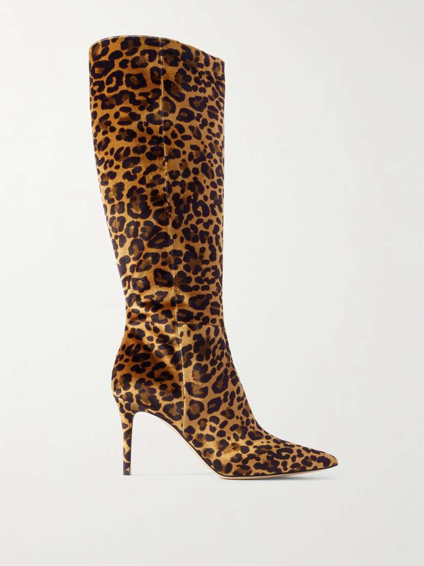 Gianvito Rossi Leopard-print Velvet Knee Boots