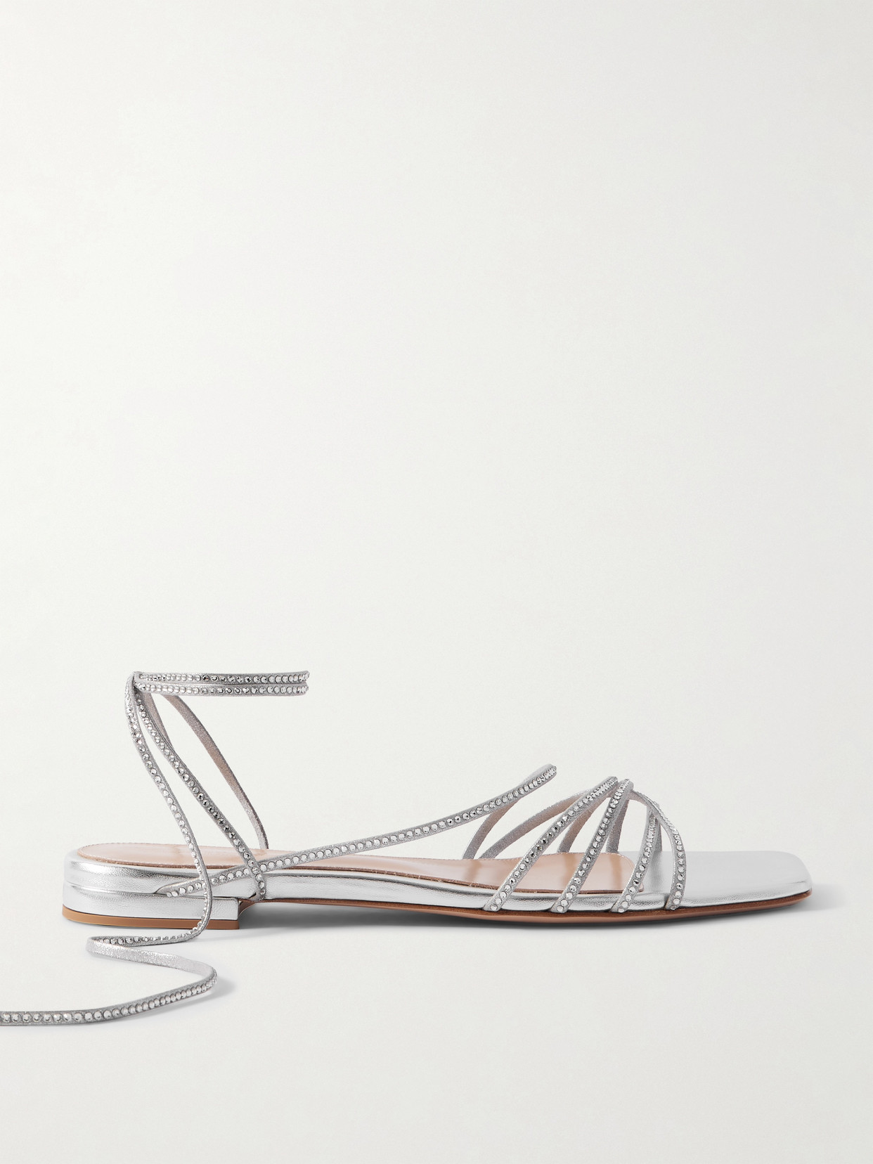 Gianvito Rossi - Crystal-embellished Metallic Leather Sandals - Silver