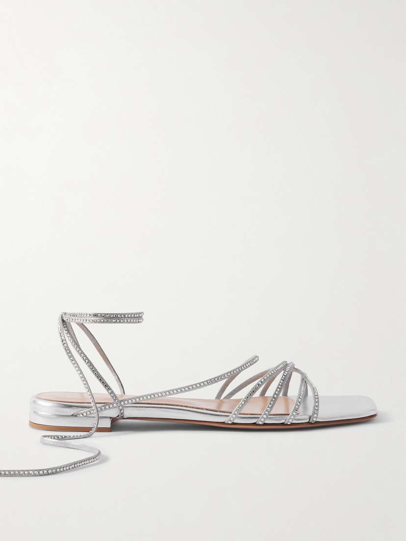 Gianvito Rossi Crystal-embellished Metallic Leather Sandals
