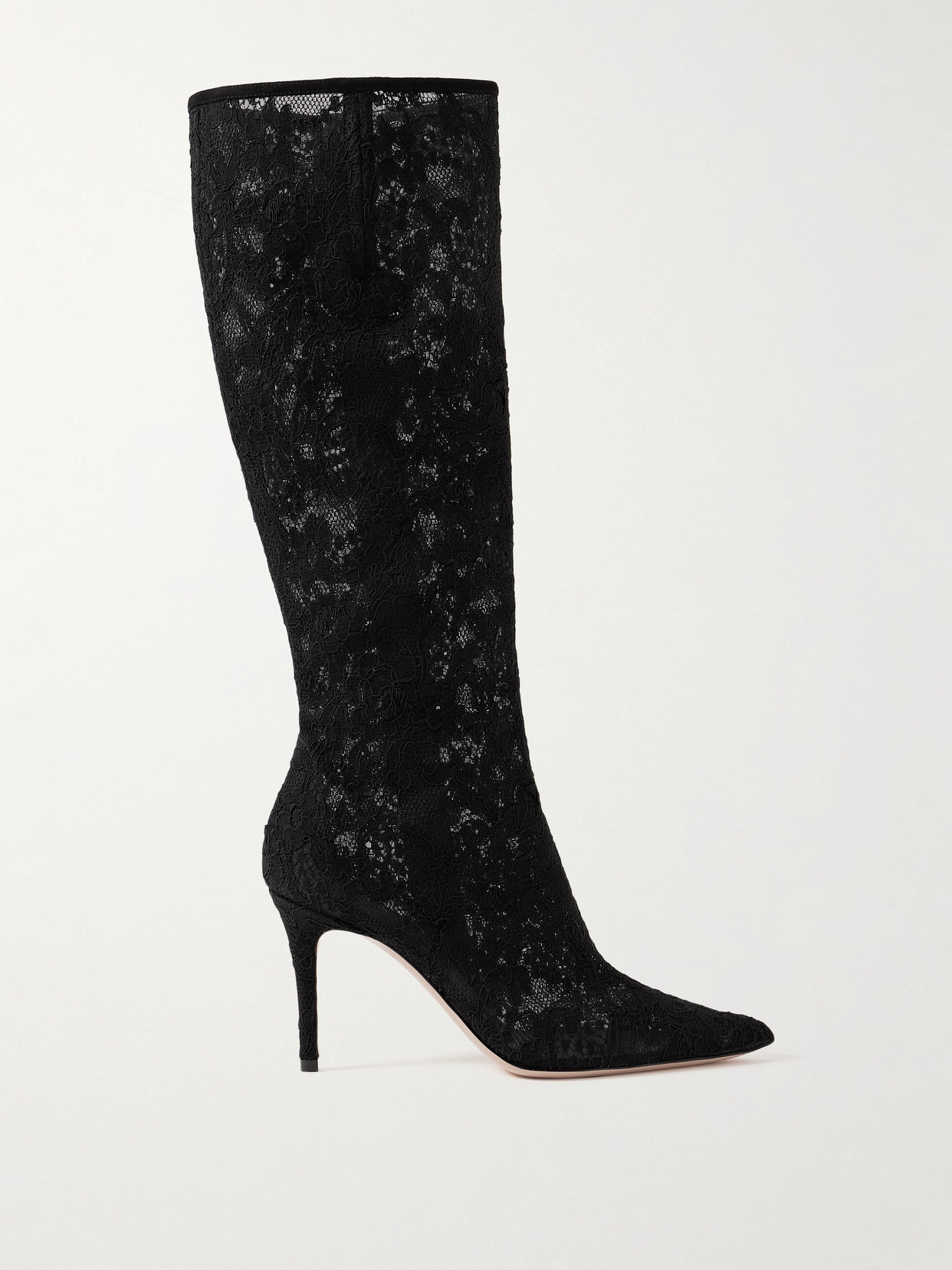 Gianvito Rossi - Claudia 85 Corded Lace Knee Boots - Black
