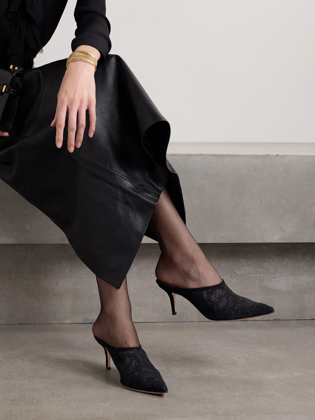 GIANVITO ROSSI 70MM CORDED LACE MULES