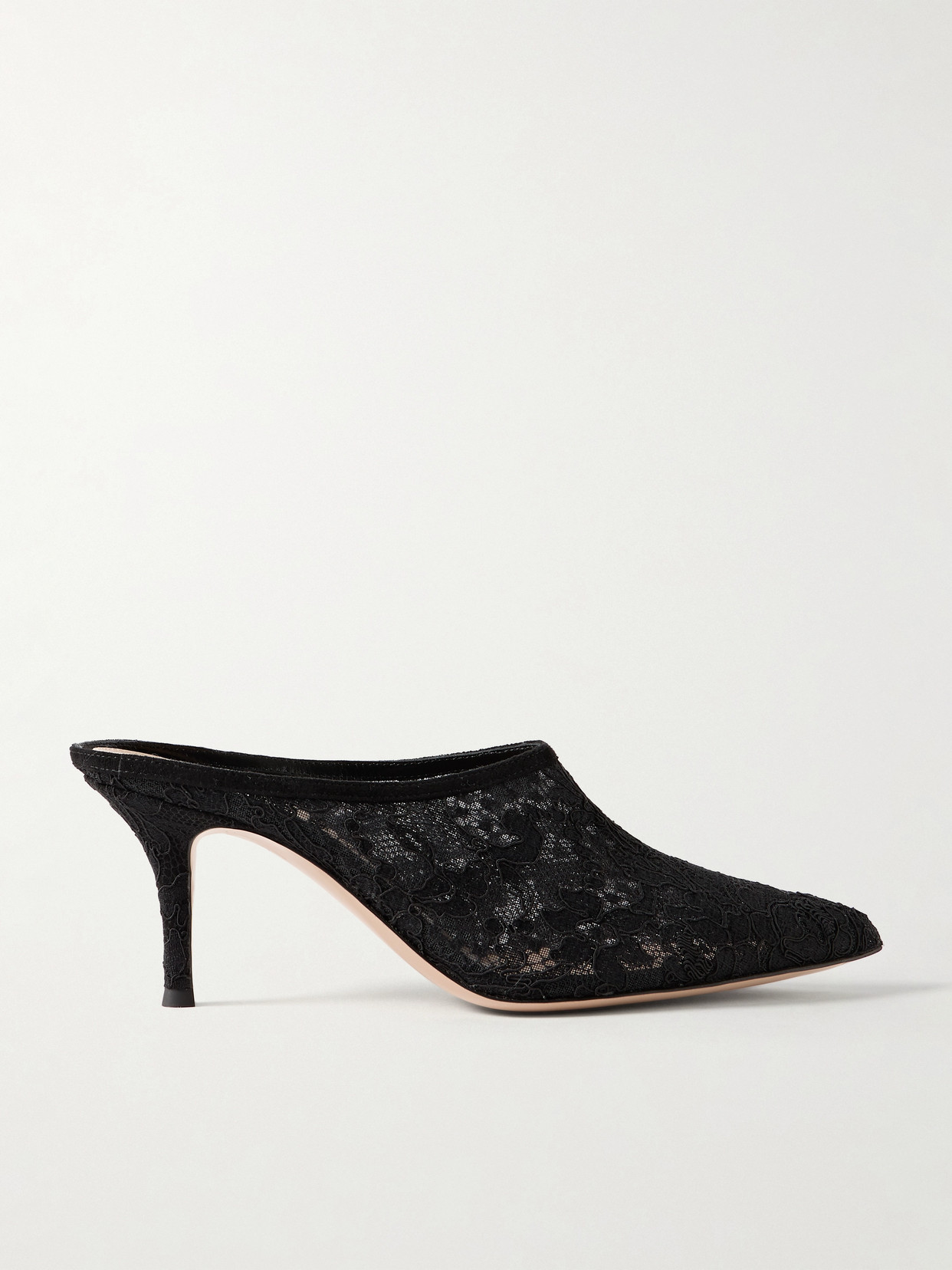 Gianvito Rossi 70mm Corded Lace Mules In Black