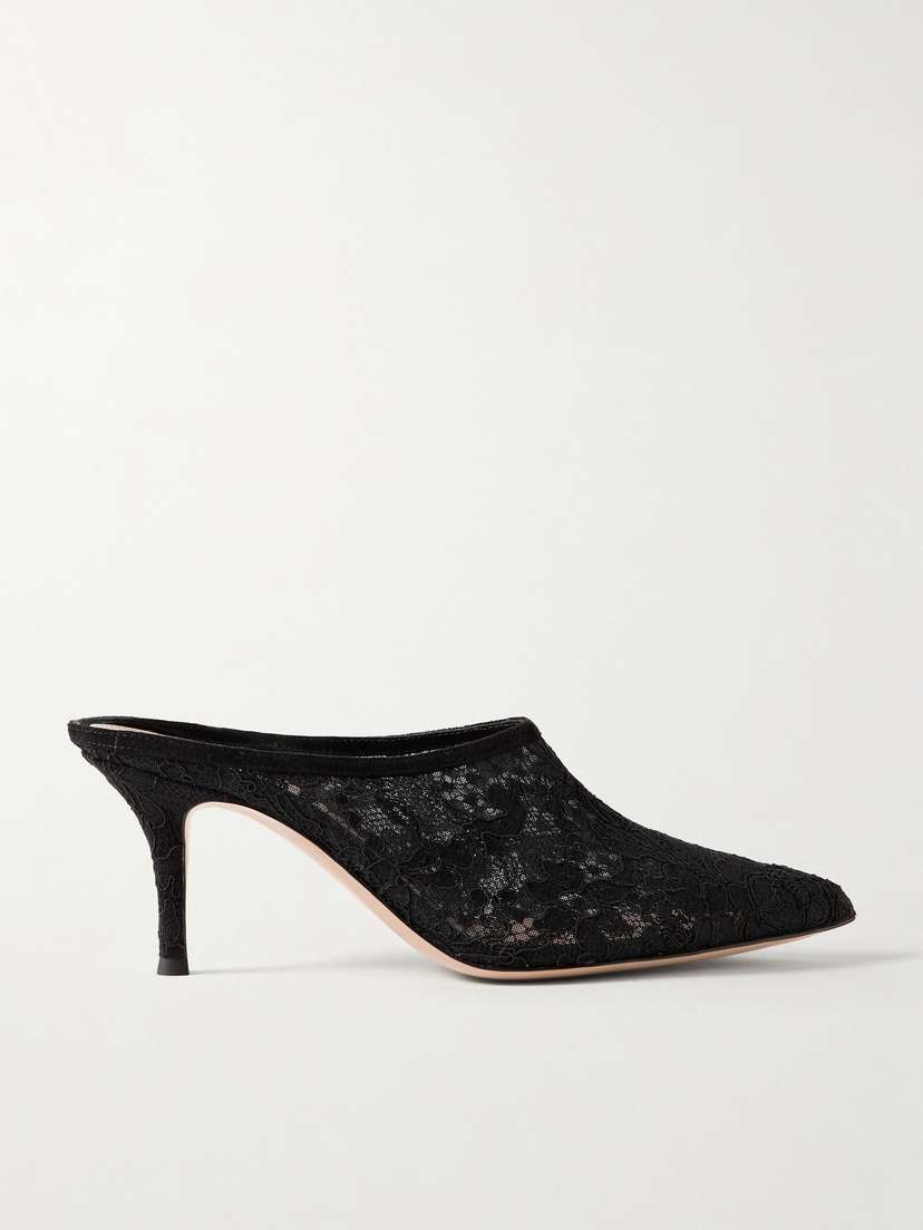 Gianvito Rossi 70mm Corded Lace Mules