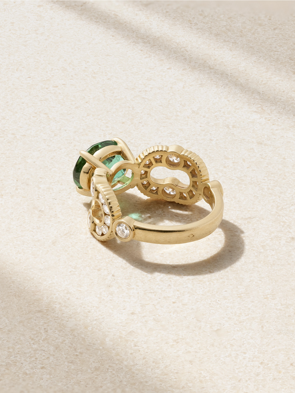 Viltier Magnetic Enchainé 18-karat Gold, Tourmaline And Diamond Ring In Green