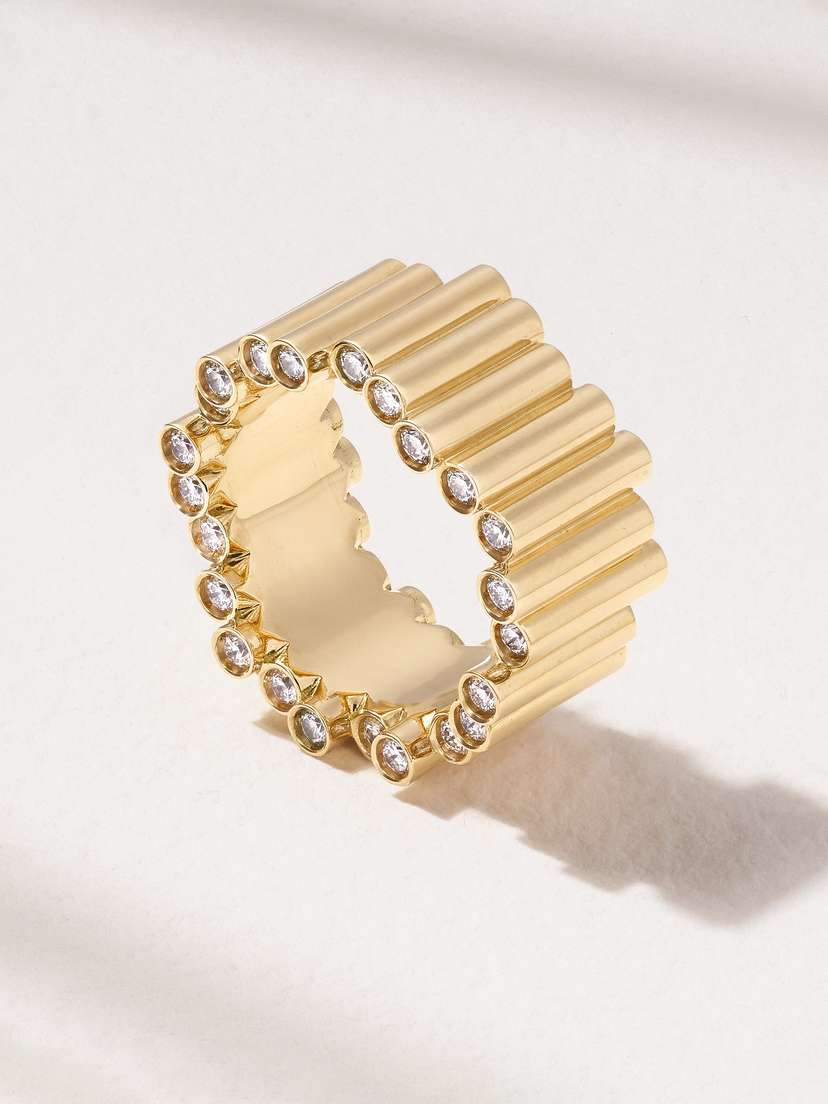 Viltier Edge Large 18-karat Gold Diamond Ring