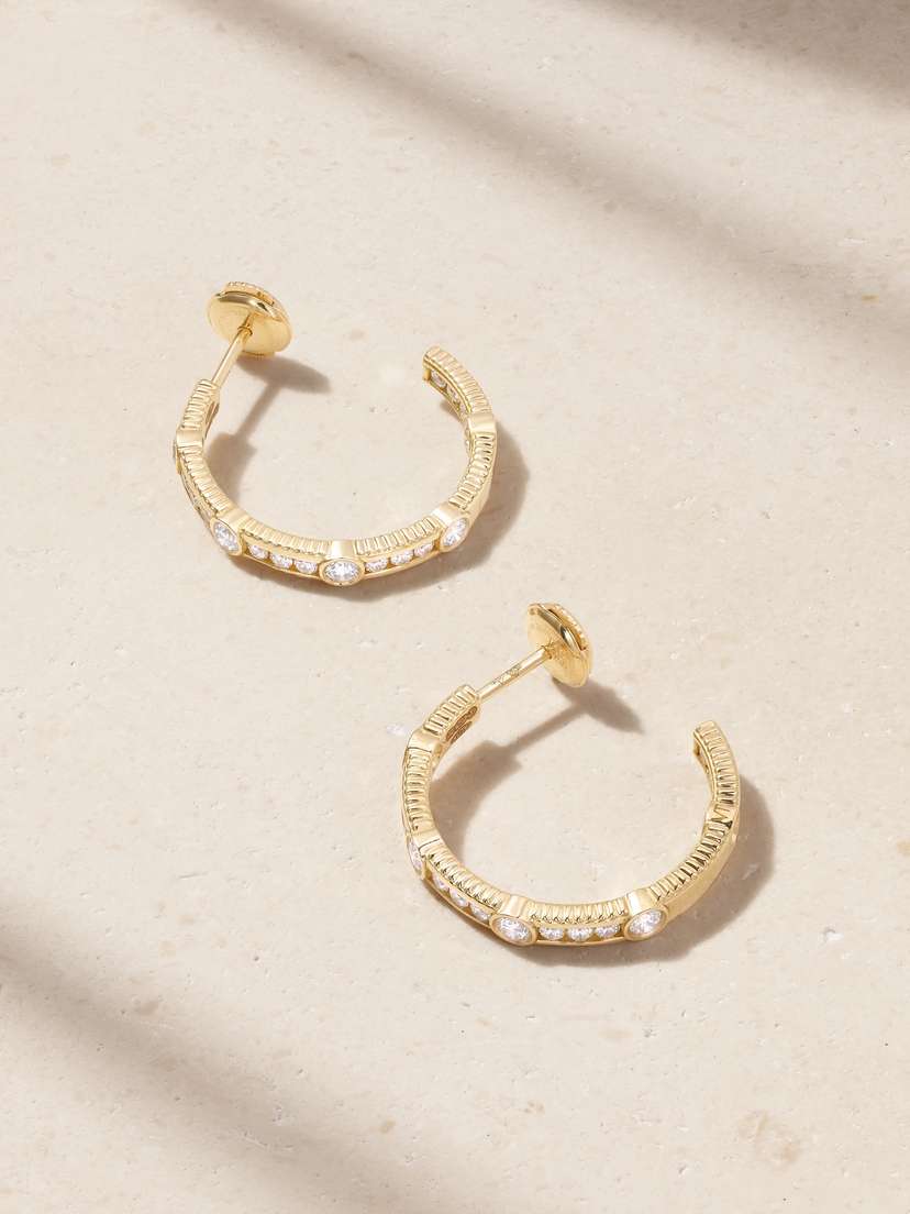 Viltier Rayon 18-karat Gold Diamond Hoop Earrings