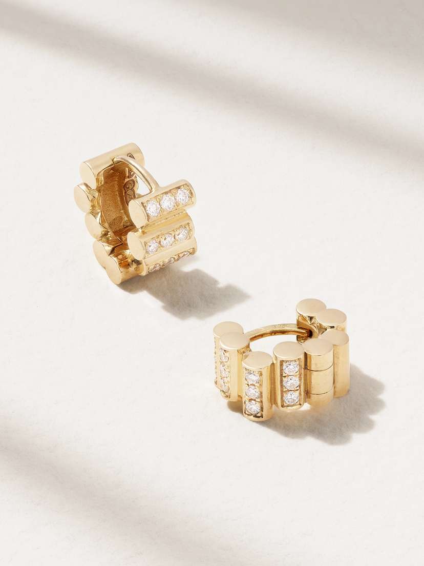 Viltier Edge 18-karat Gold Diamond Hoop Earrings