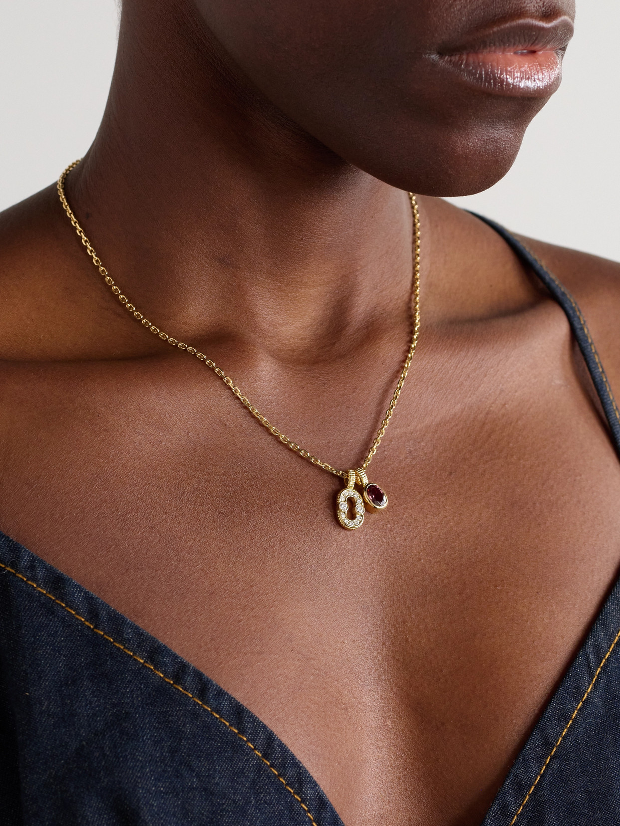 Viltier Magnetic Set 18-karat Gold, Tourmaline And Diamond Necklace In Gold