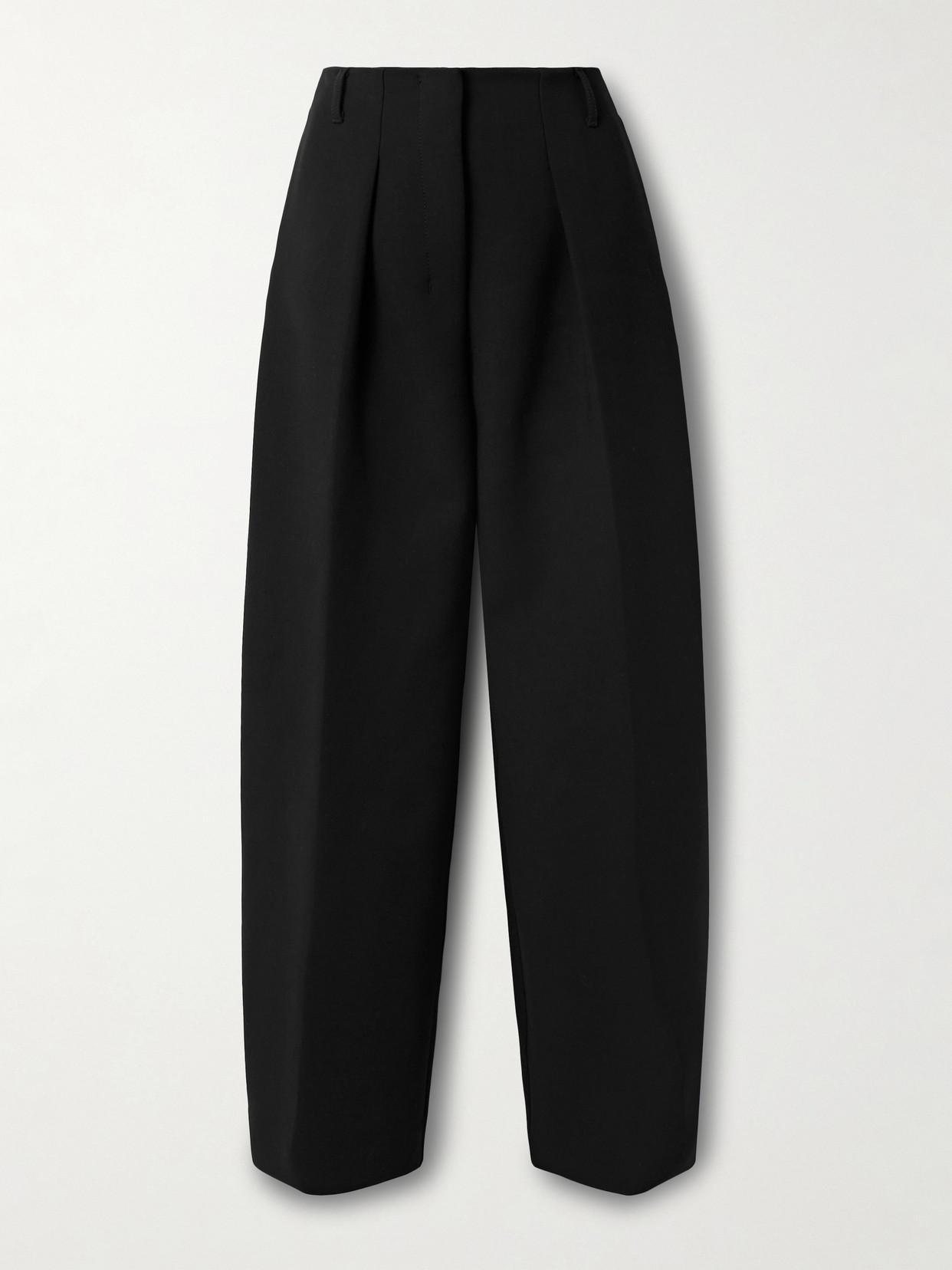 Jacquemus Ovalo Pleated Woven Tapered Pants In Black