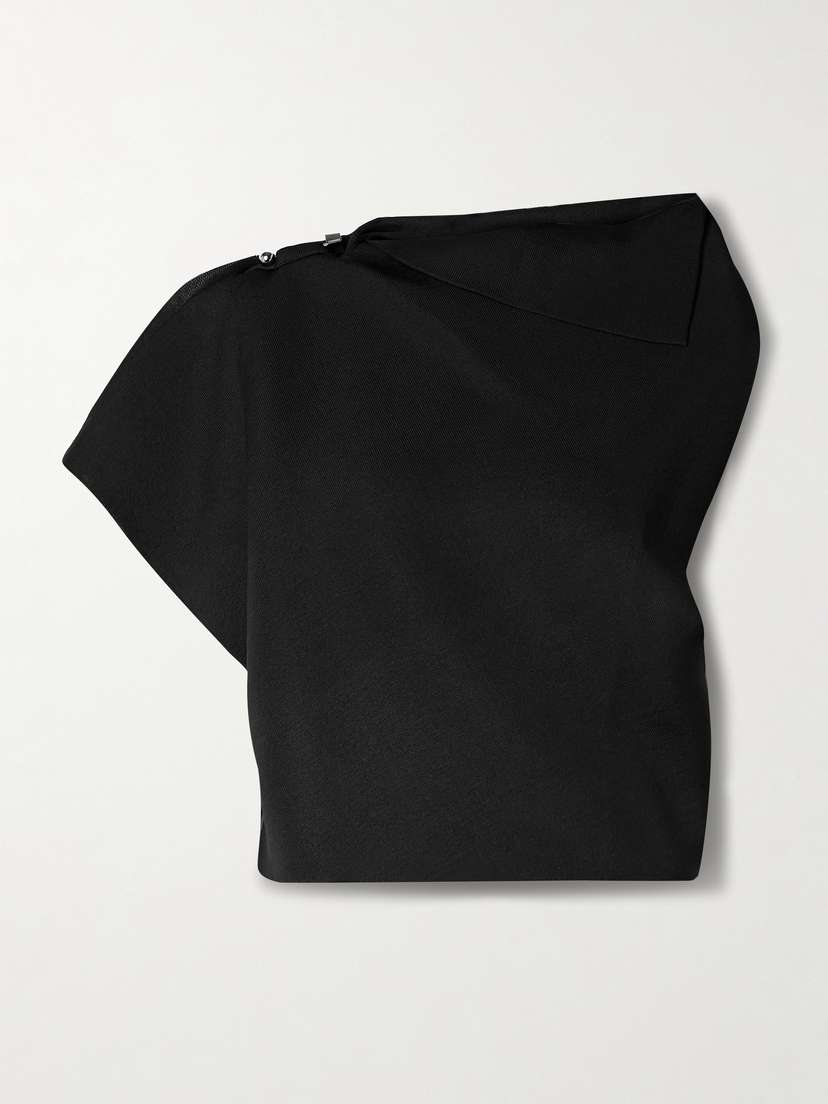Jacquemus Trapèze Asymmetric Draped Embellished Knitted Top