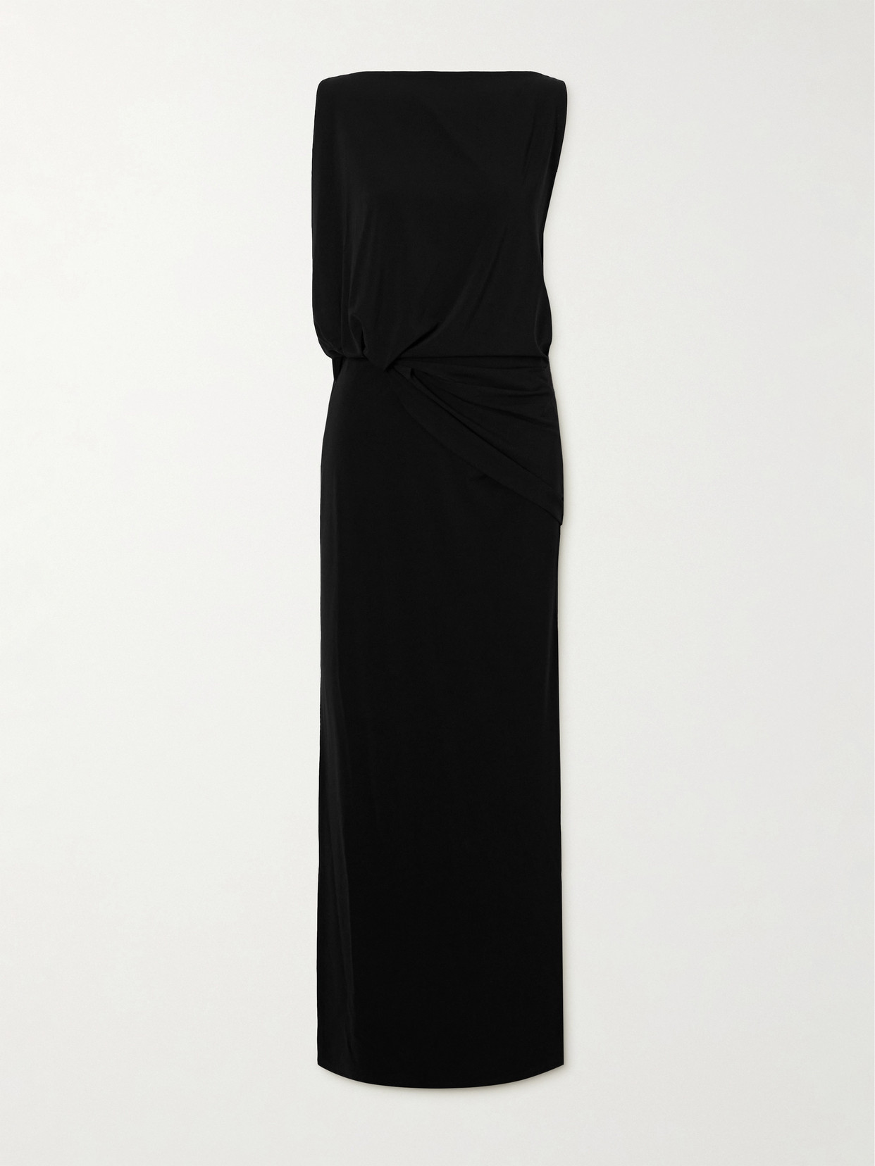 Jacquemus La Robe Peplo Black Long Dress With Square Neck And Cut-out Detail On The Side In Viscose Blend Woma In Black